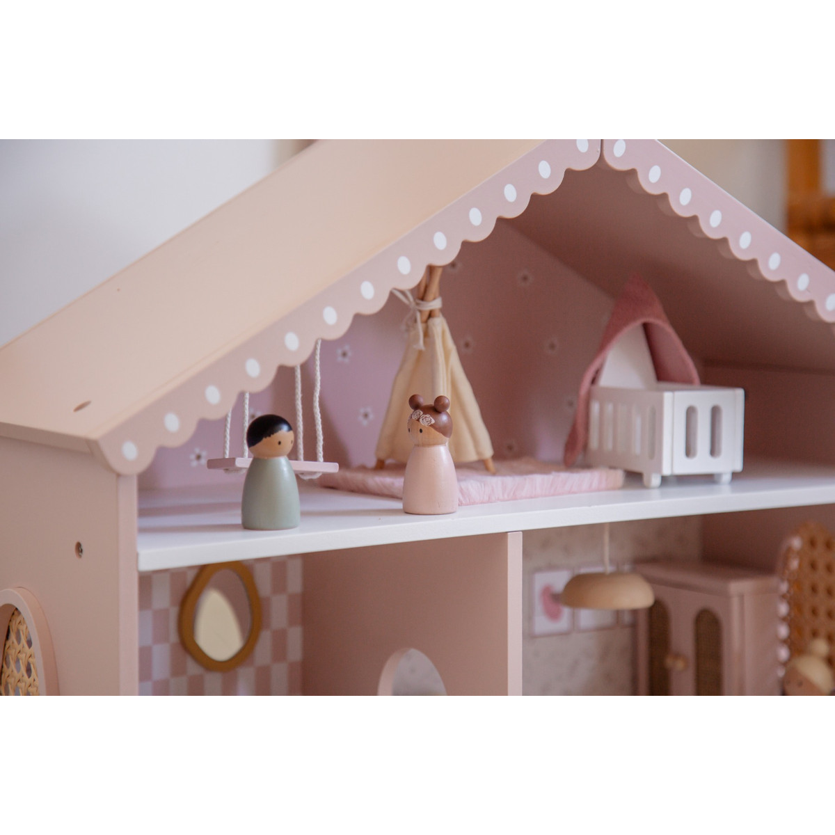 Label Label Roze Houten Poppenhuis