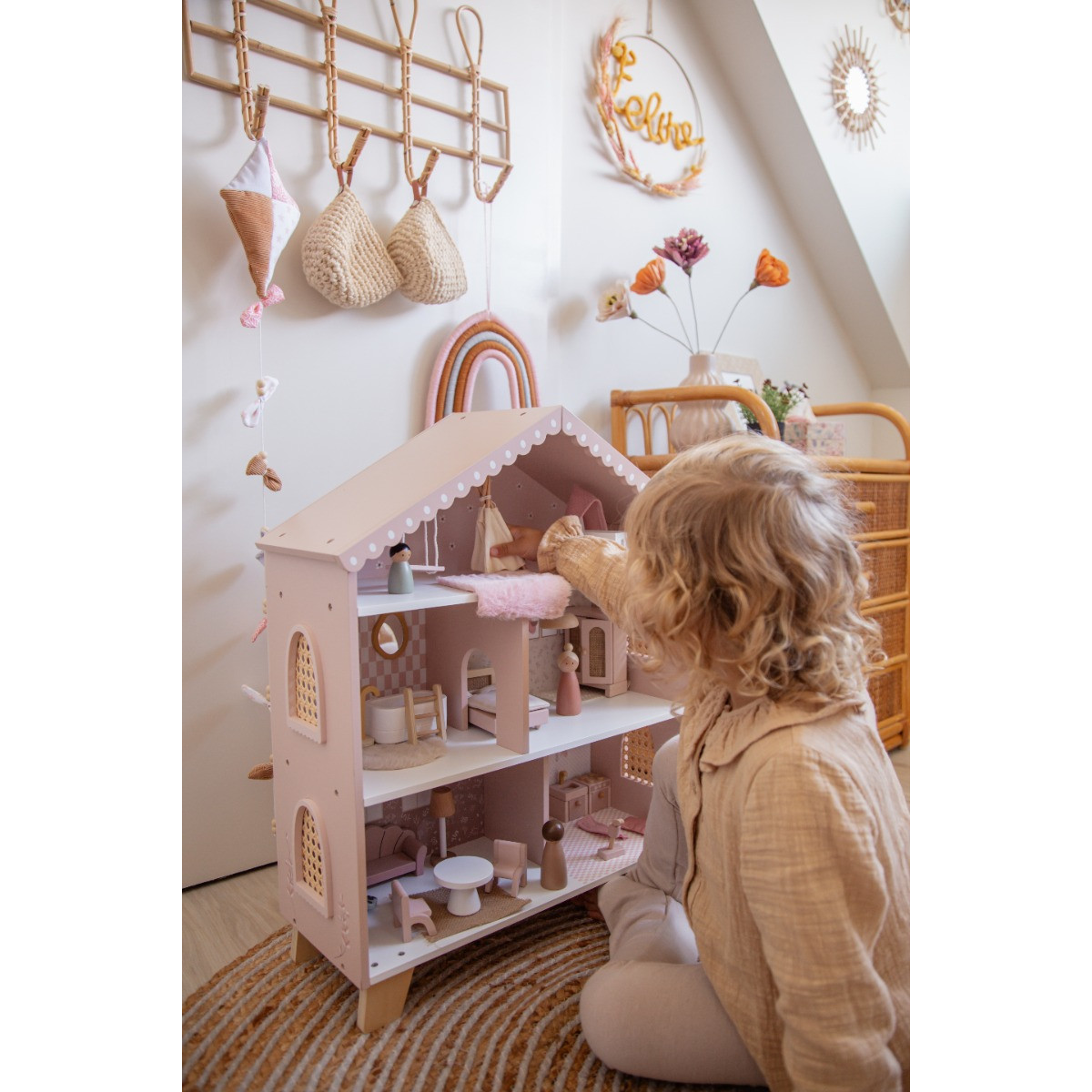 Label Label Roze Houten Poppenhuis