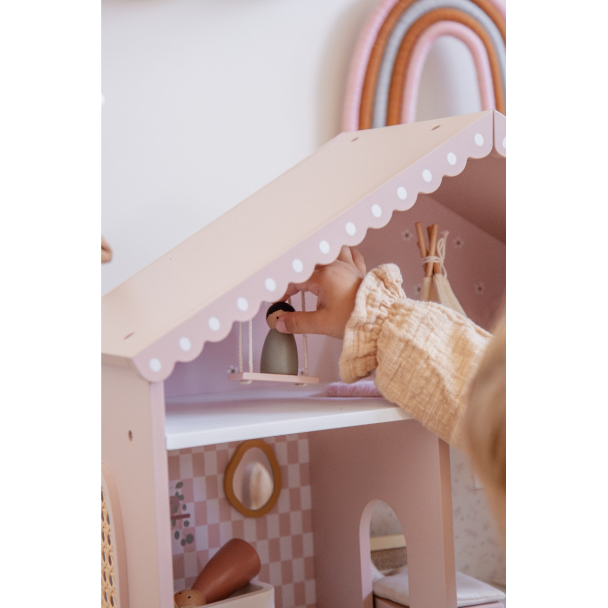 Label Label Roze Houten Poppenhuis