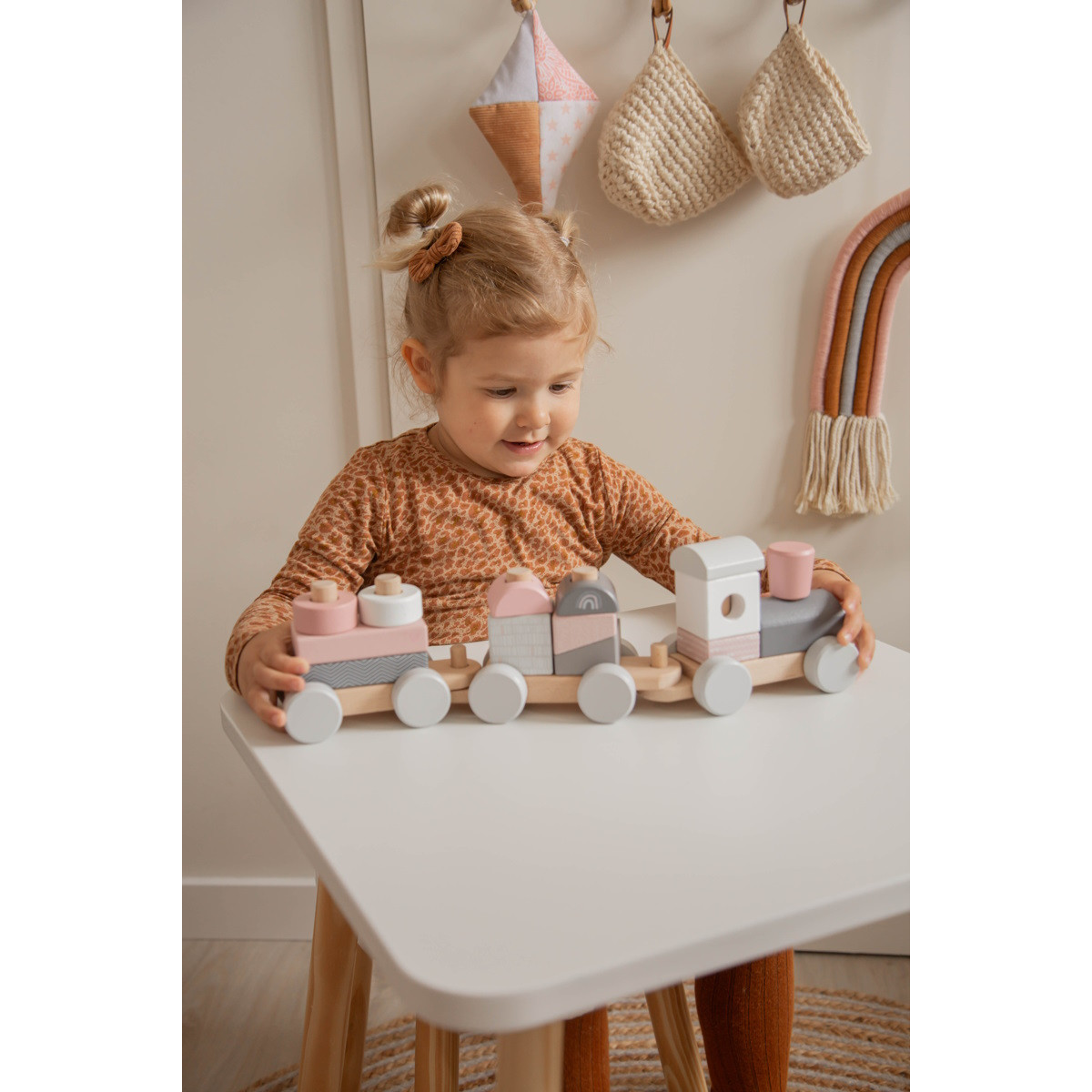 Label Label Roze Houten Speelgoed Trein