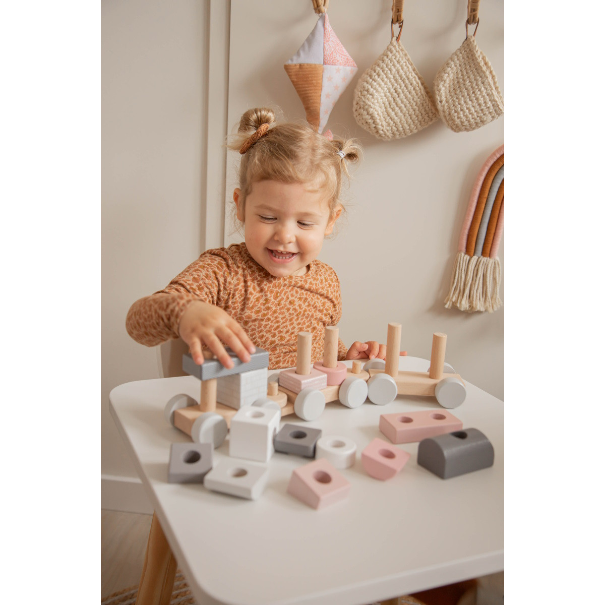 Label Label Roze Houten Speelgoed Trein