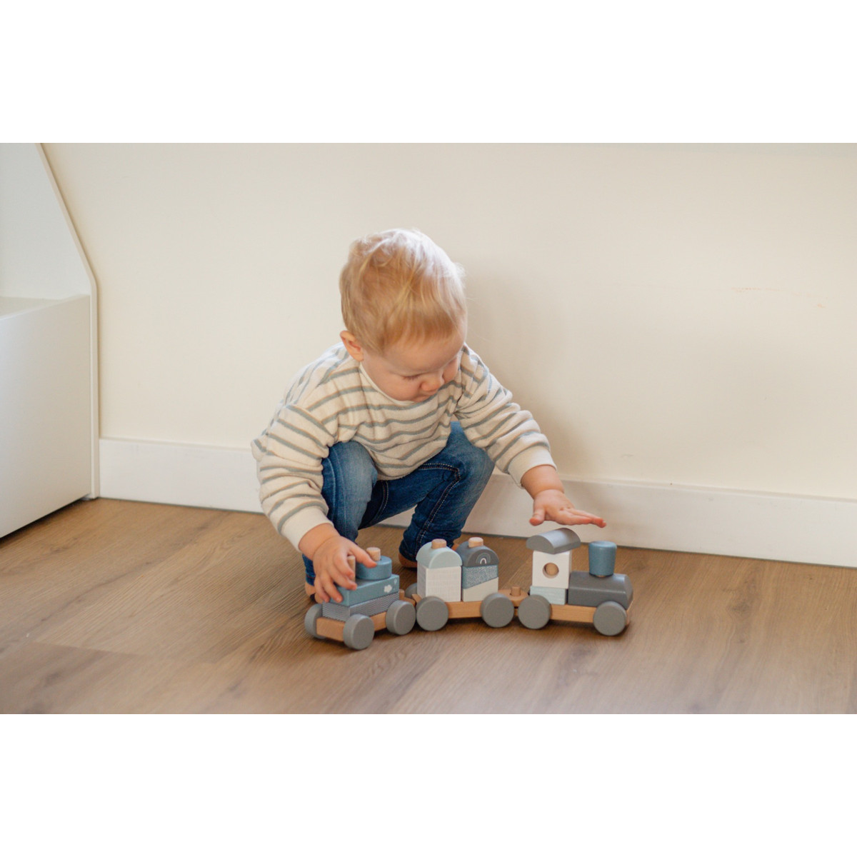 Label Label Blauw Houten Speelgoed Trein