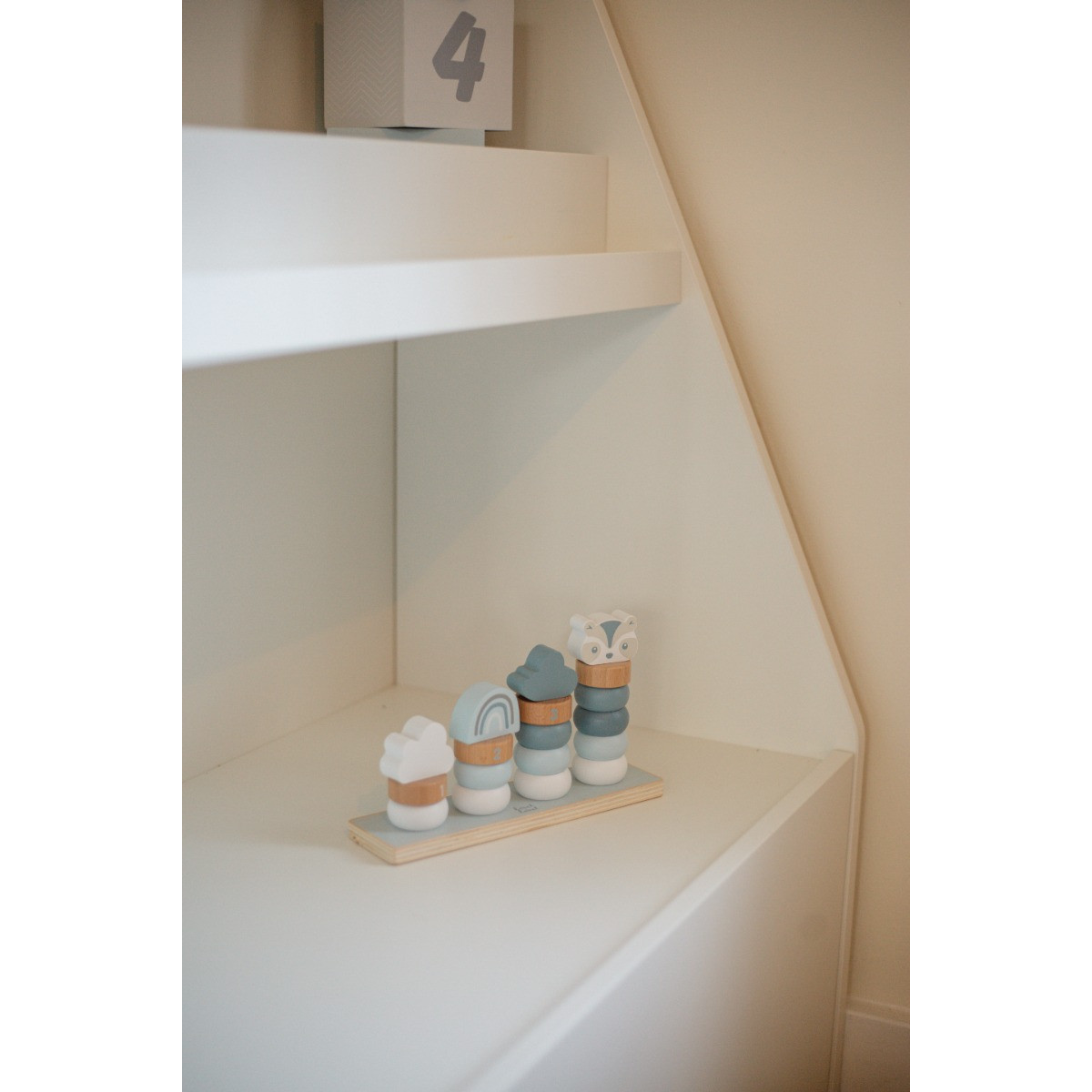 Label Label Blauw Houten Stapelringen