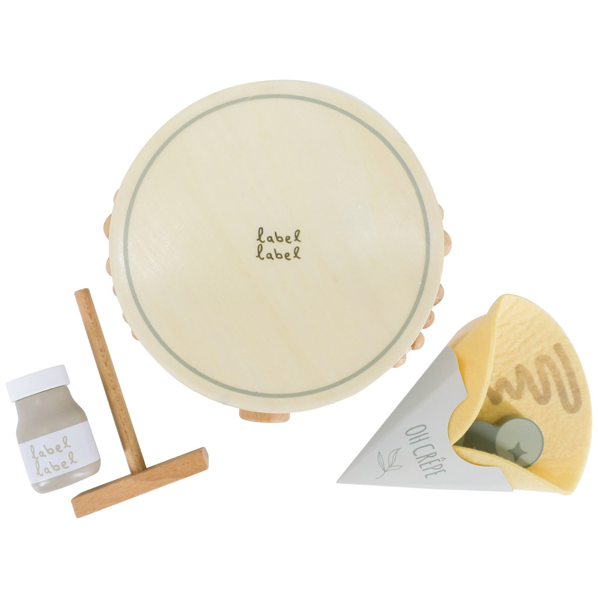 Label Label Olijfgroen Houten Crepe Maker