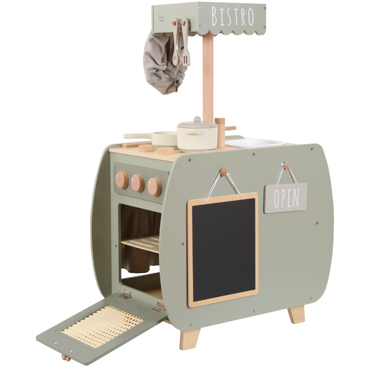 Label Label Olijfgroen Houten Bistro Keuken