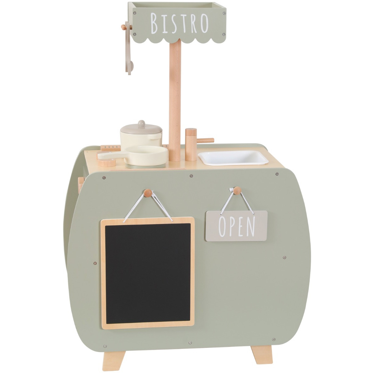 Label Label Olijfgroen Houten Bistro Keuken