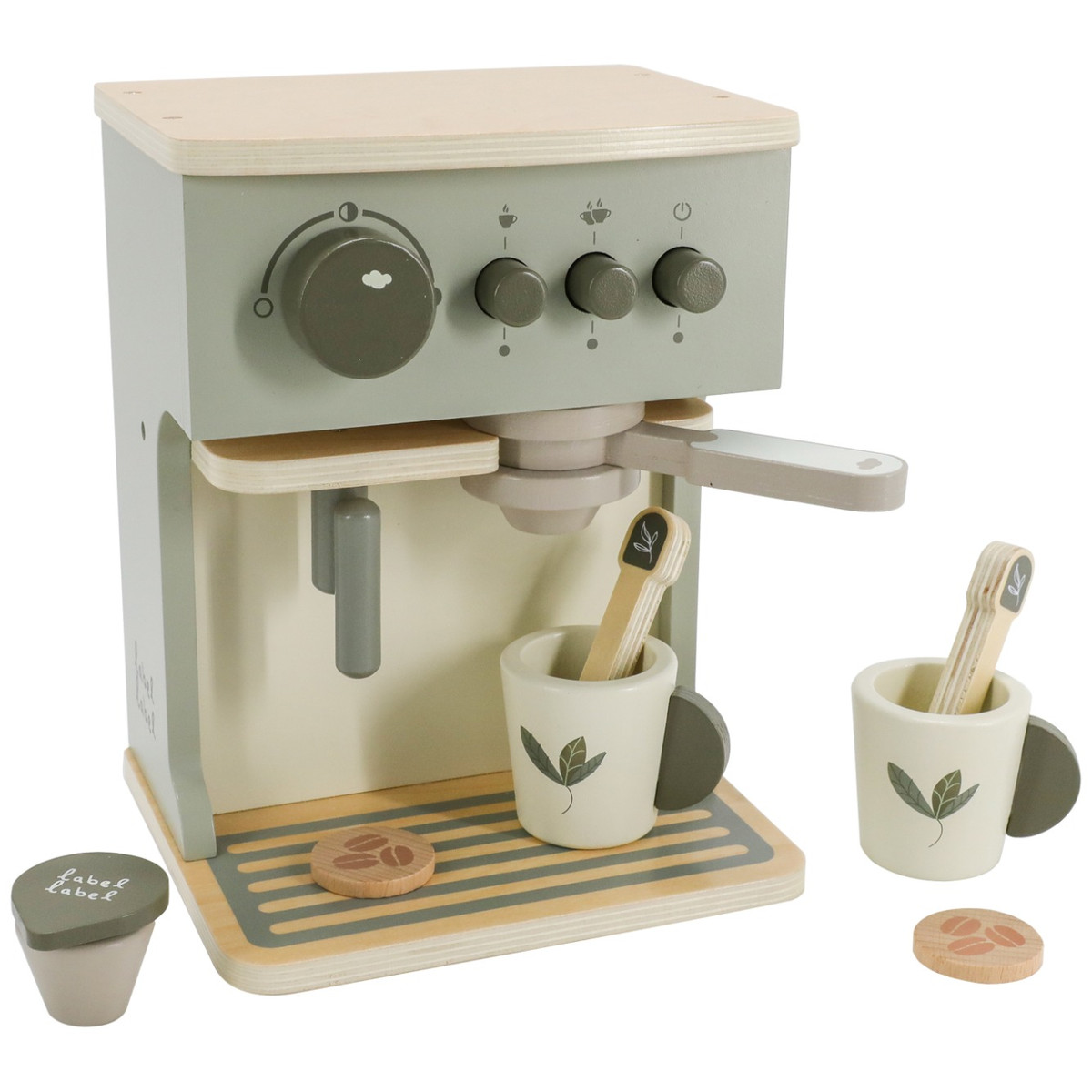 Label Label Olijfgroen Houten Espresso Machine