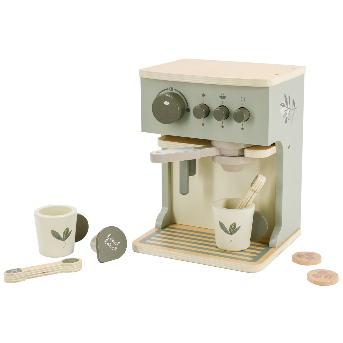 Label Label Olijfgroen Houten Espresso Machine