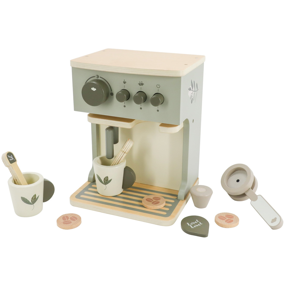 Label Label Olijfgroen Houten Espresso Machine