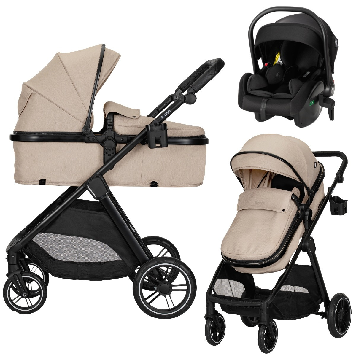 Lorelli Aspen Cappuccino 3-in-1 Combi Kinderwagen incl. i-Size Autostoel 1002202 2521