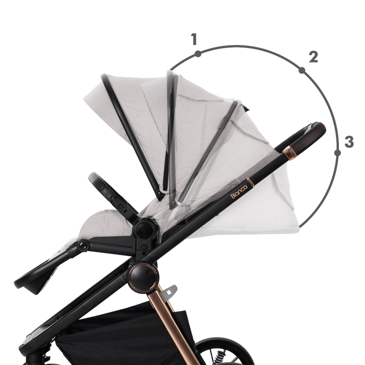 Lorelli Bianca Black 3-in-1 Kinderwagen incl. i-Size Autostoel