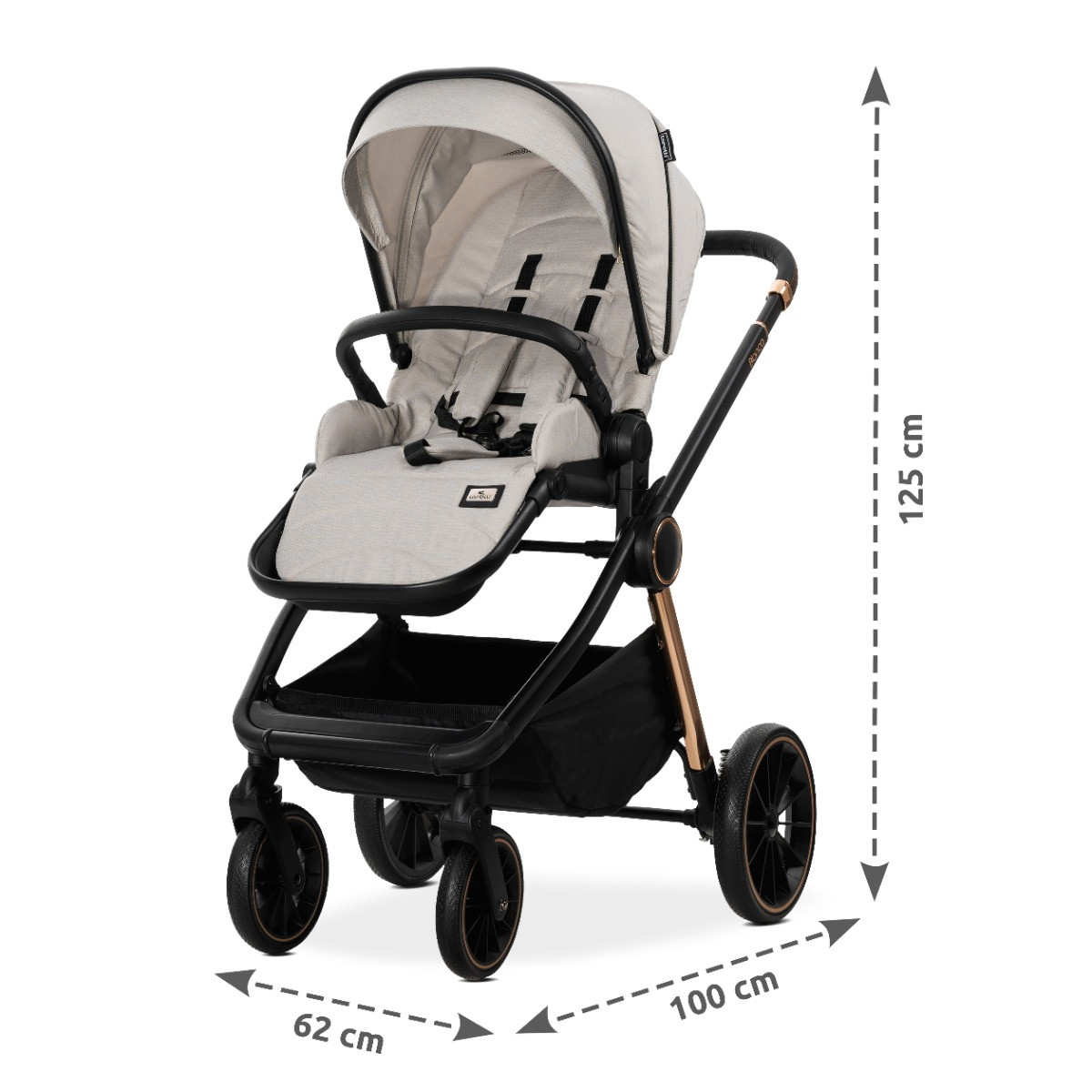 Lorelli Bianca Black 3-in-1 Kinderwagen incl. i-Size Autostoel