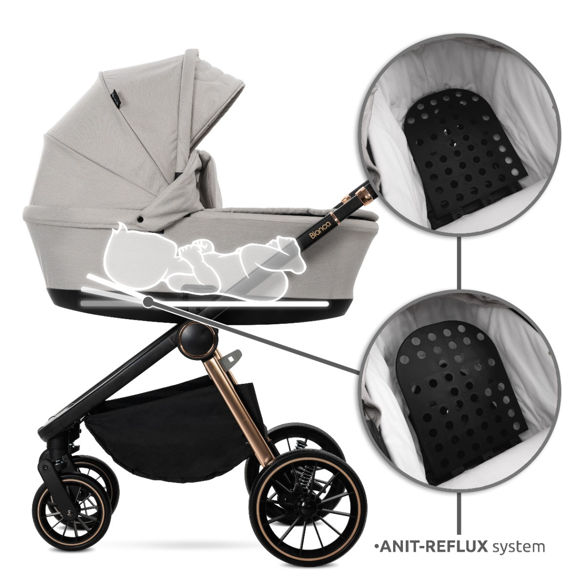 Lorelli Bianca Beige Latte 3-in-1 Kinderwagen incl. i-Size Autostoel