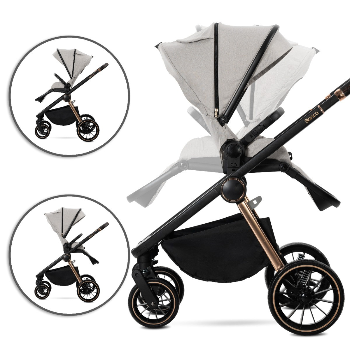Lorelli Bianca Beige Latte 3-in-1 Kinderwagen incl. i-Size Autostoel