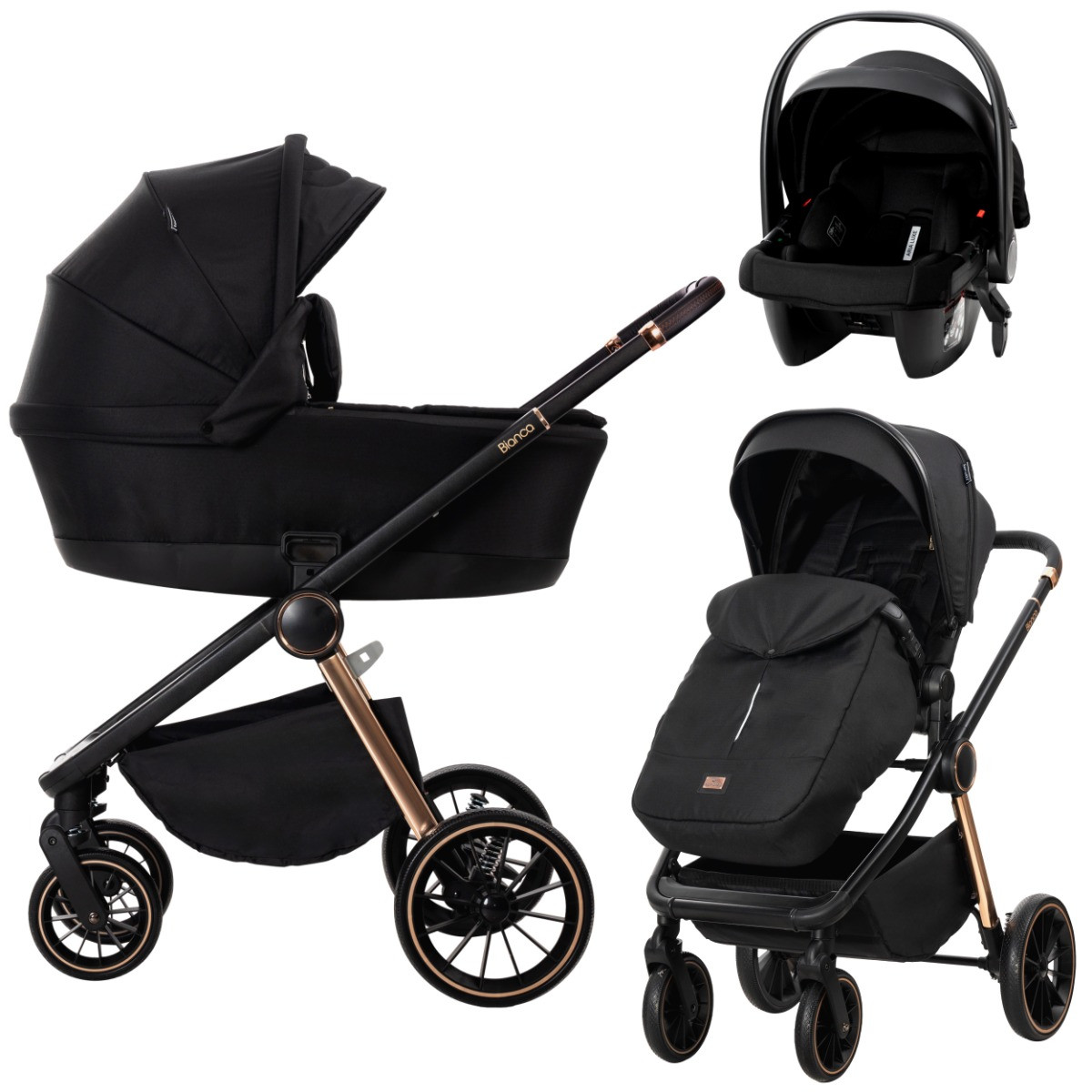 Lorelli Bianca Black 3-in-1 Kinderwagen incl. i-Size Autostoel