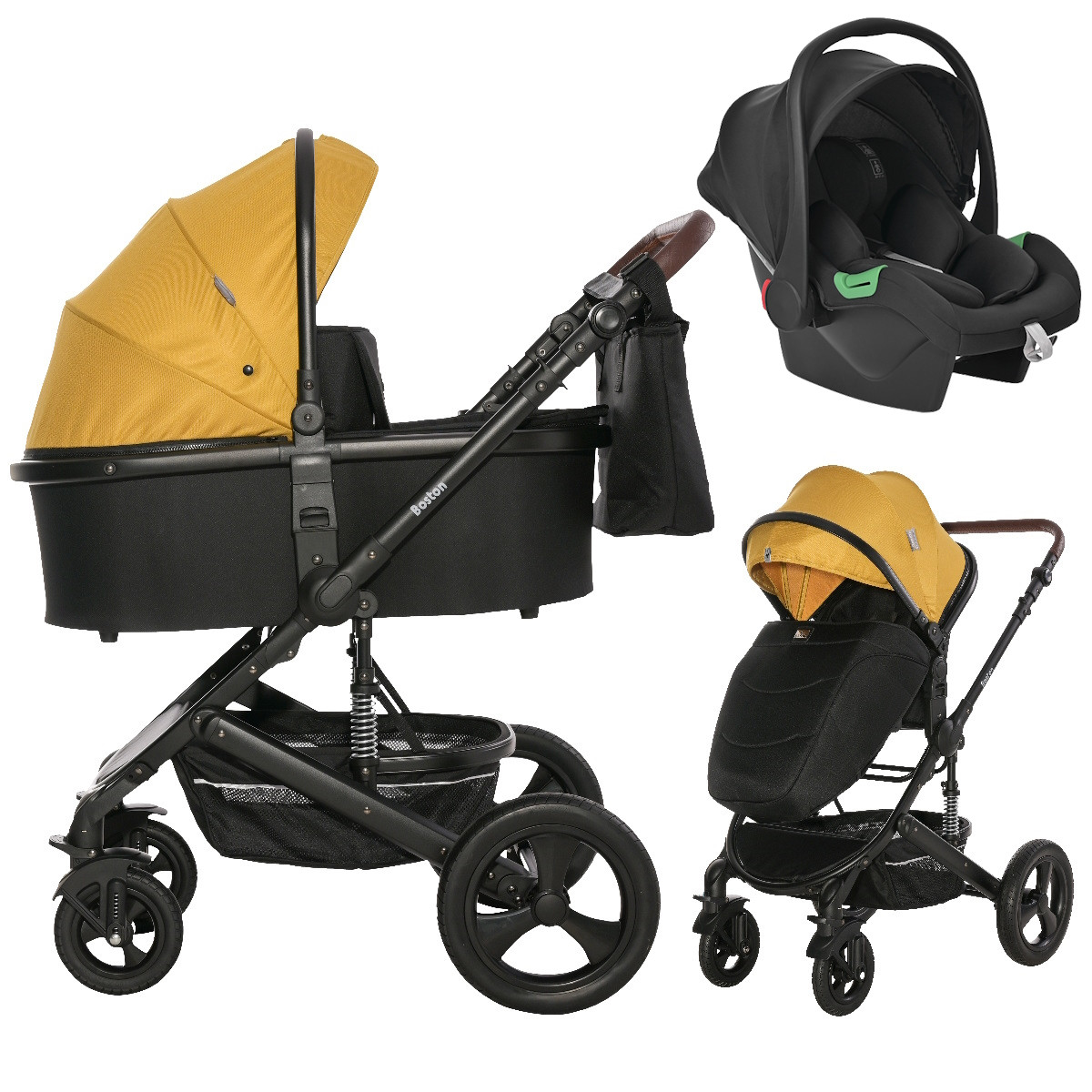 Lorelli Boston Lemon Curry 3-in-1 Kinderwagen met Spirit Autostoel