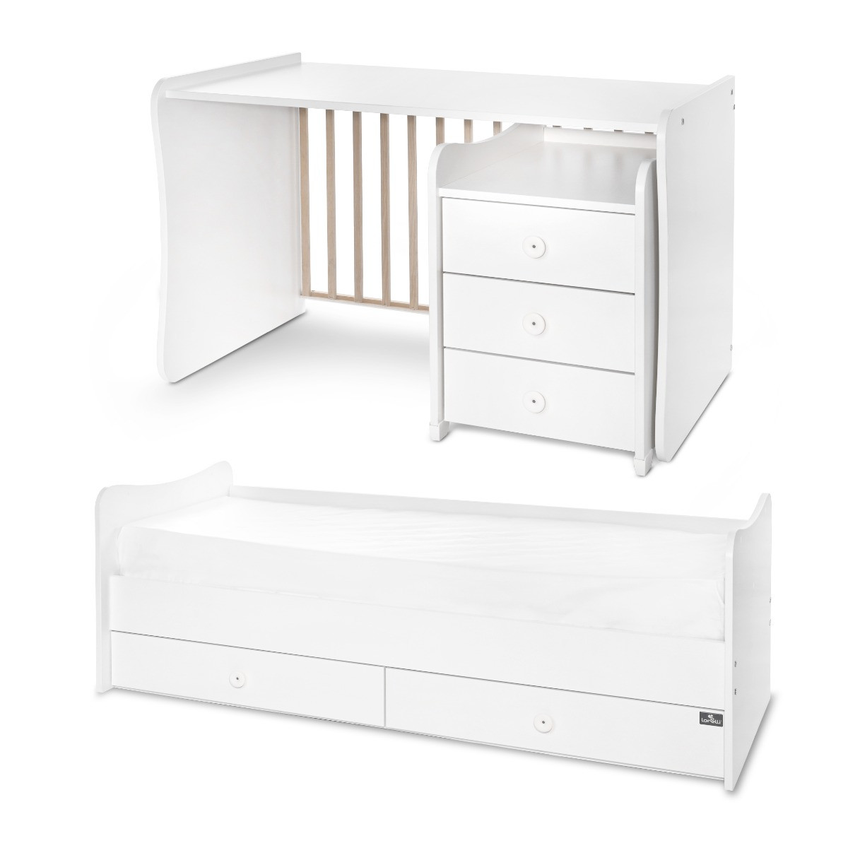 Lorelli Maxi Plus Trio White 70 x 160 cm Ledikant / Bureau