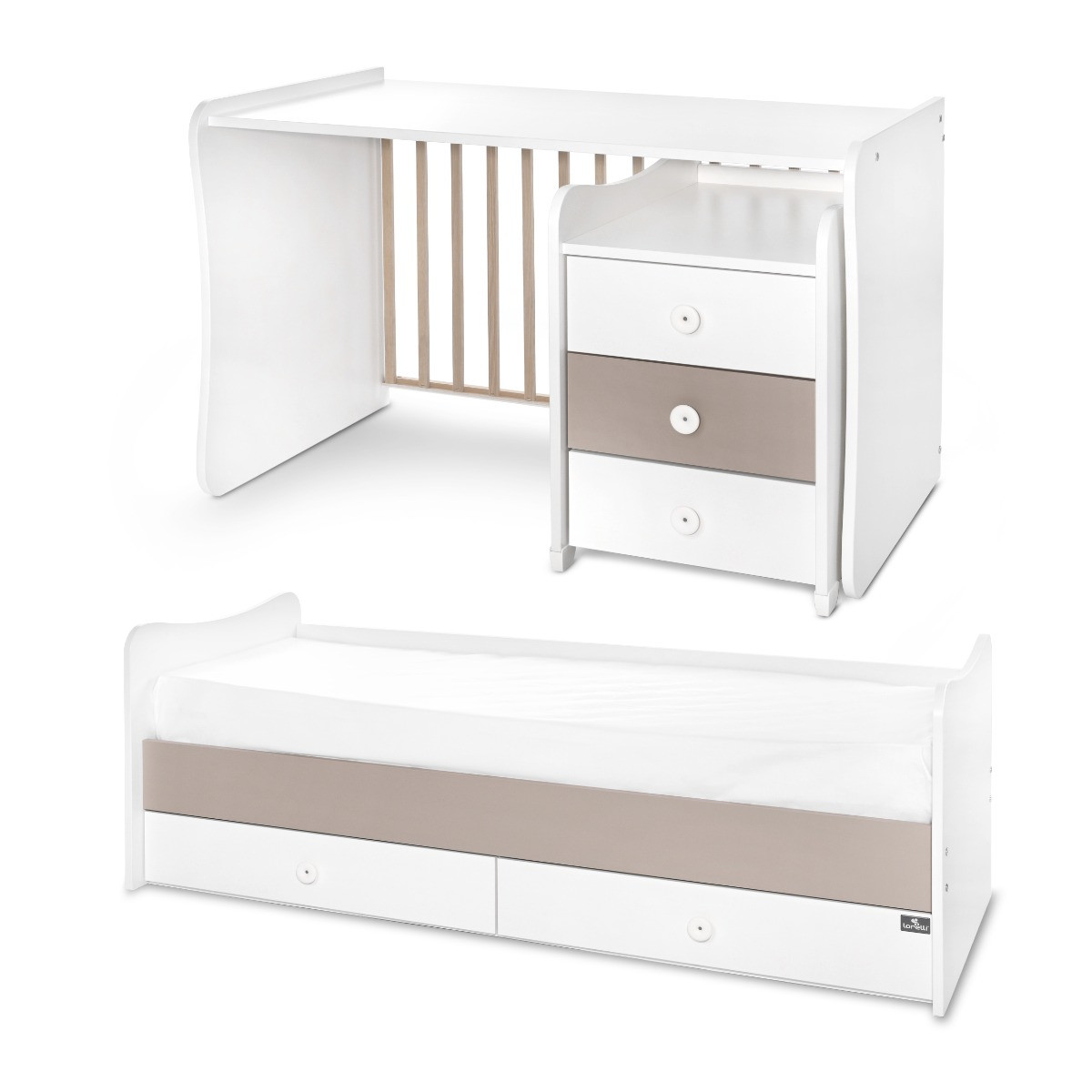 Lorelli Maxi Plus Trio White/String 70x160 cm Ledikant / Bureau