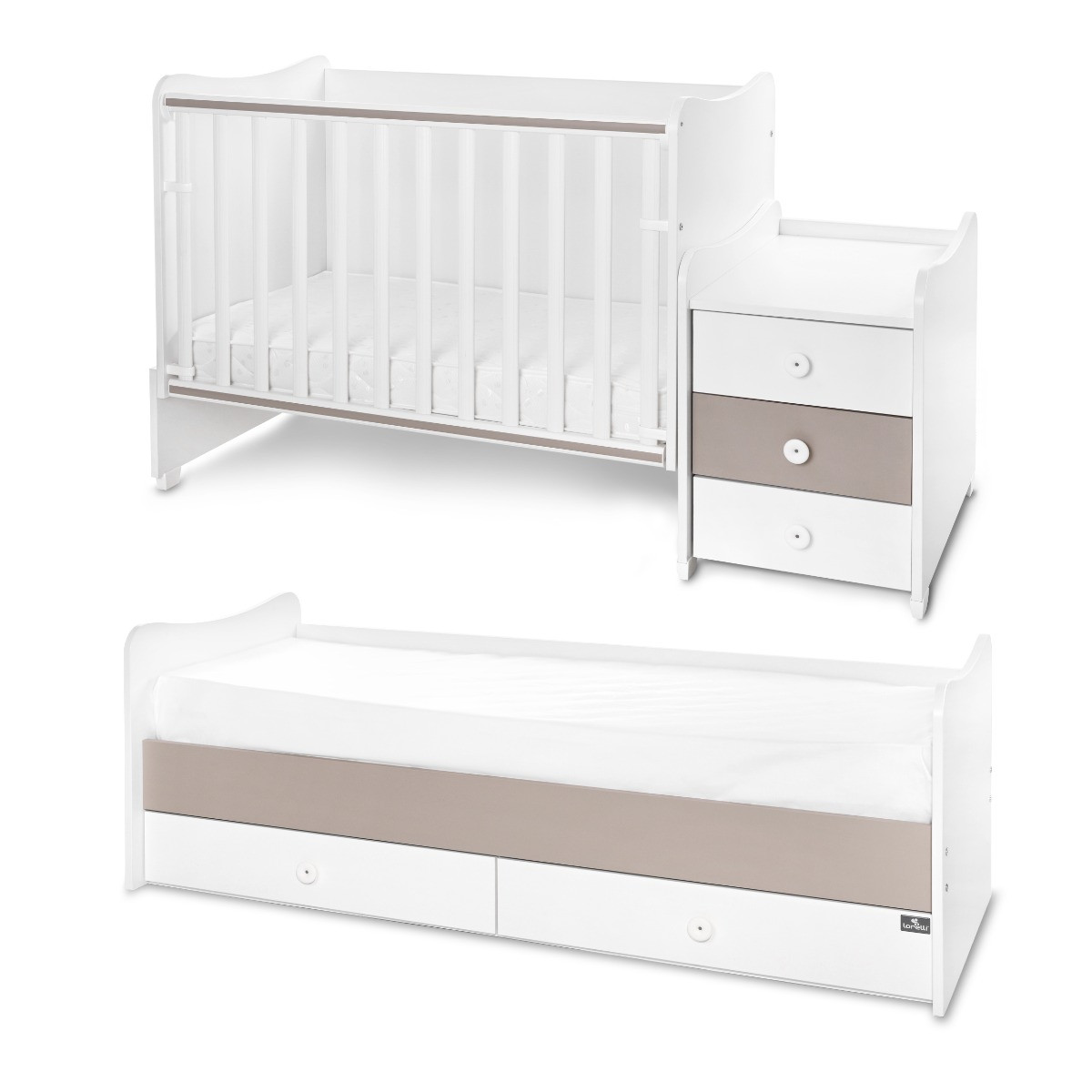 Lorelli Maxi Plus Trio White/String 70x160 cm Ledikant / Bureau