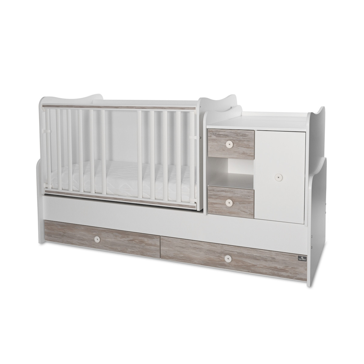 Lorelli Mini Max White/Artwood 2-in-1 Bed en Commode