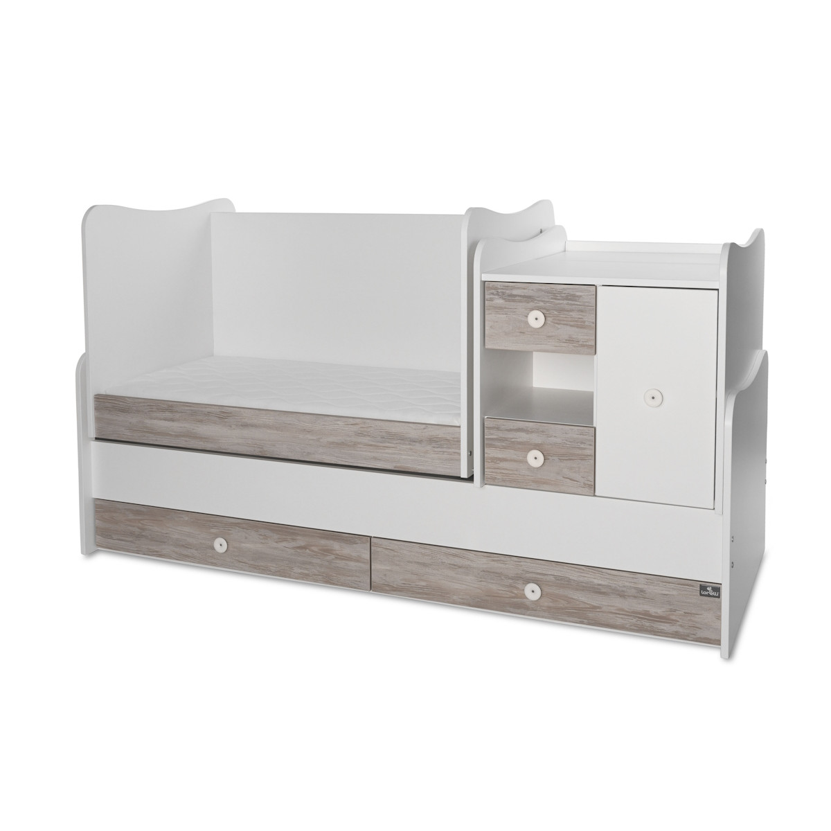 Lorelli Mini Max White/Artwood 2-in-1 Bed en Commode