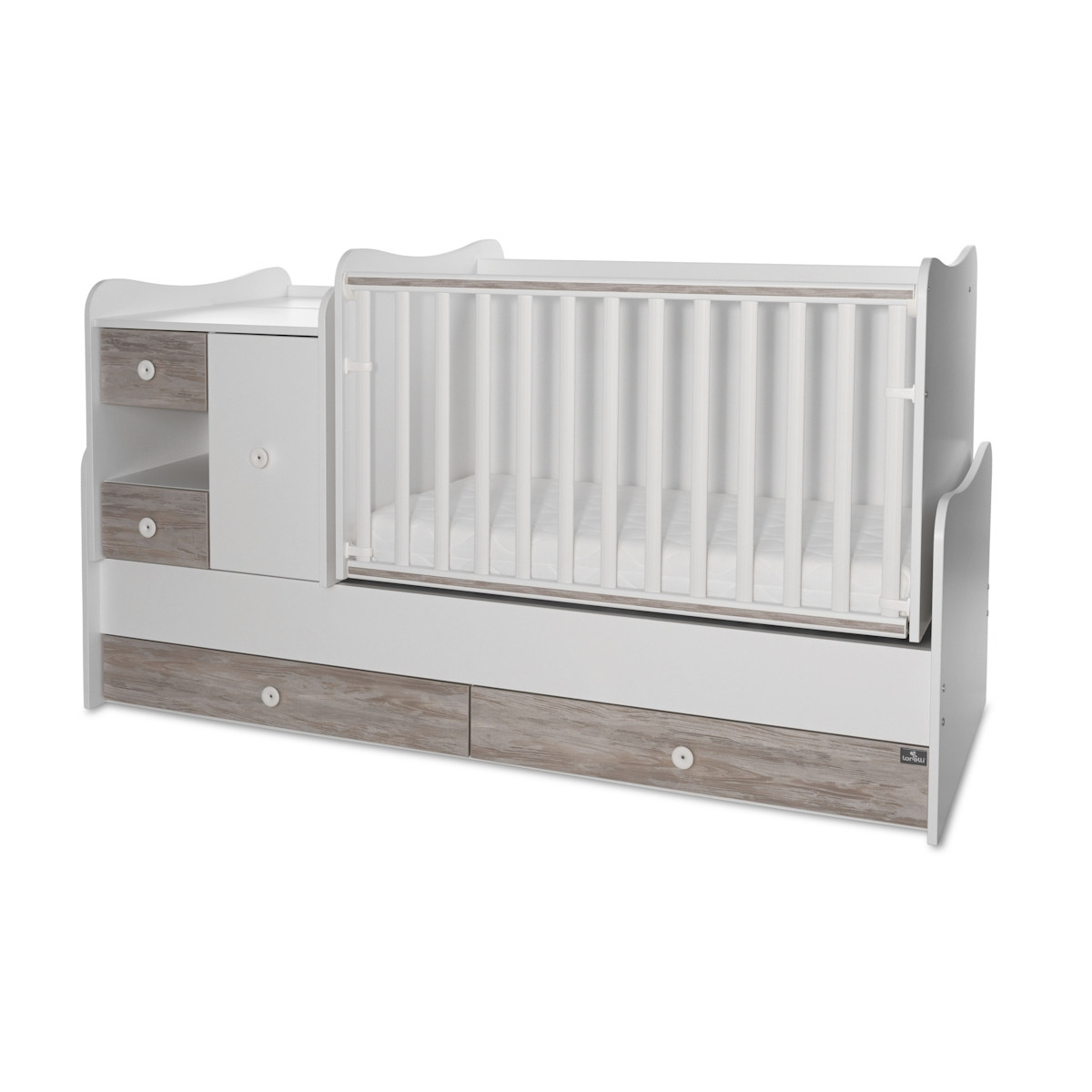 Lorelli Mini Max White/Artwood 2-in-1 Bed en Commode