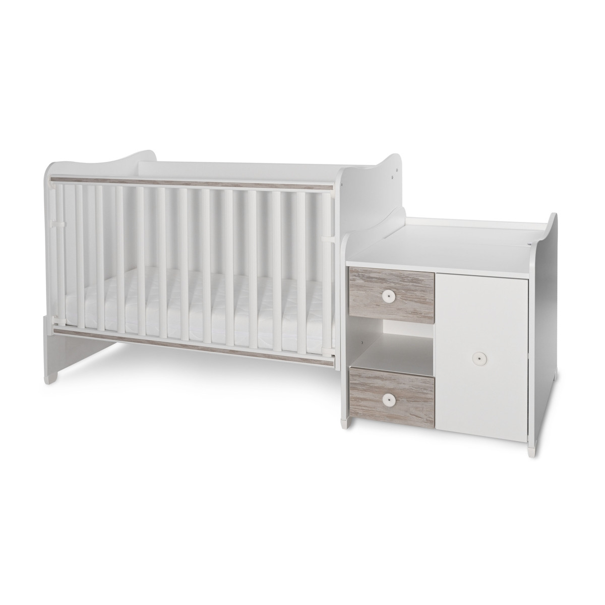 Lorelli Mini Max White/Artwood 2-in-1 Bed en Commode