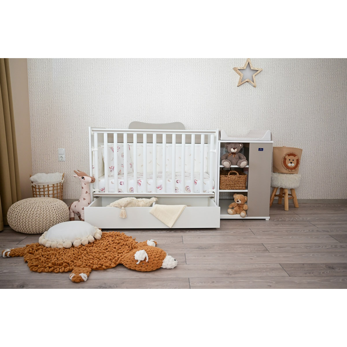 Lorelli Multi White/Beige 2-in-1 Bed en Commode