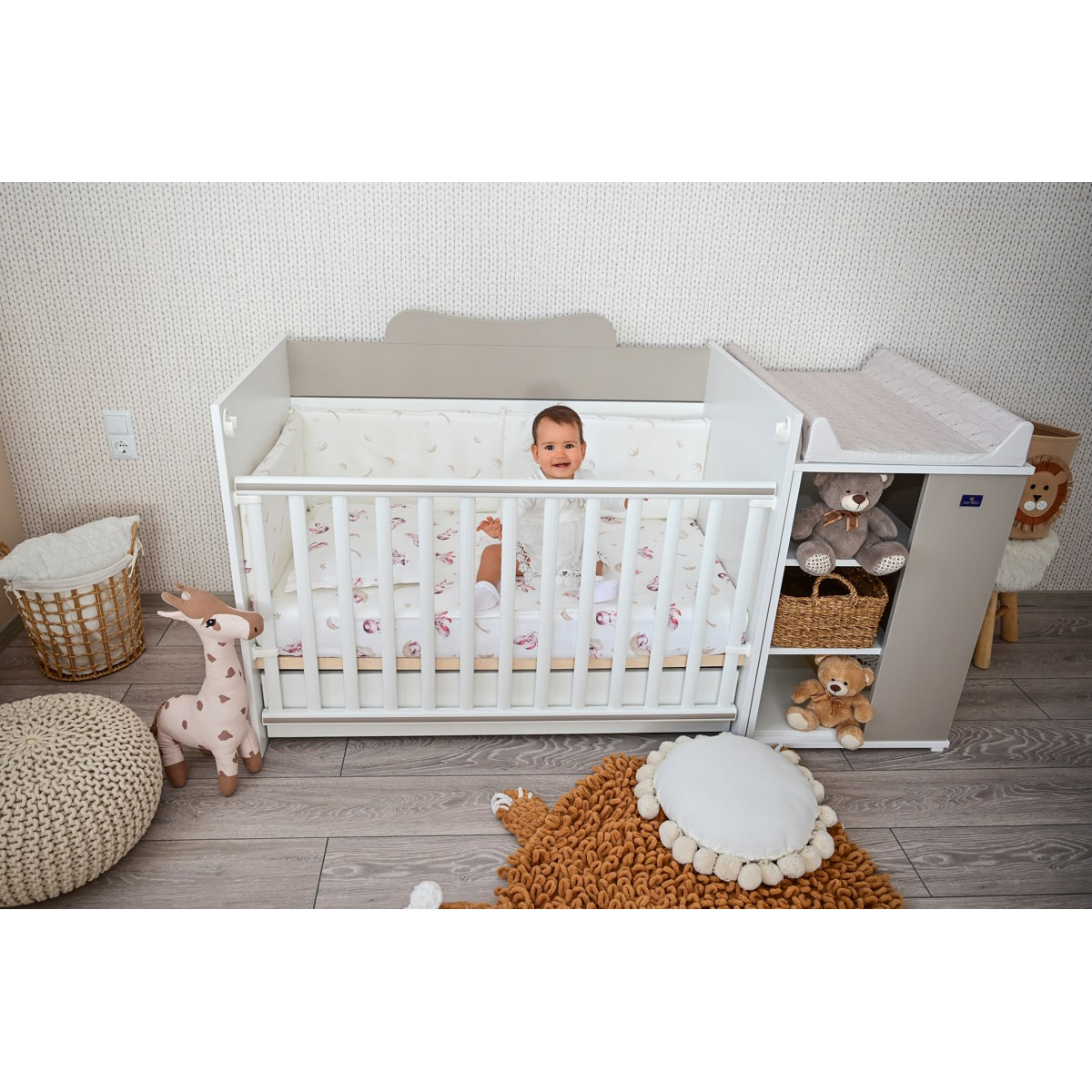 Lorelli Multi White/Beige 2-in-1 Bed en Commode