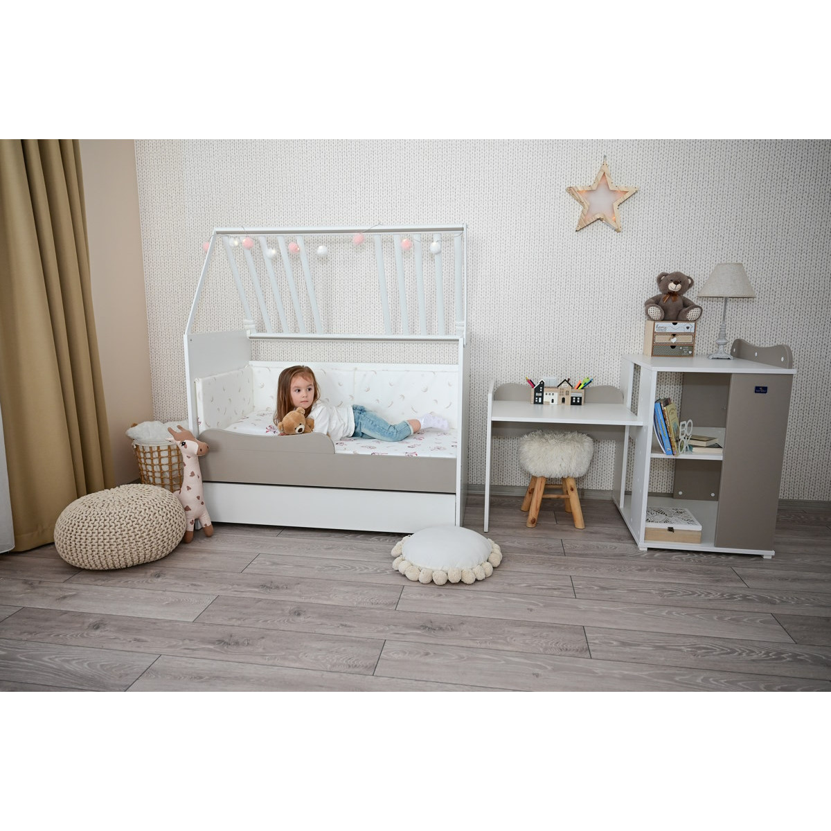 Lorelli Multi White/Beige 2-in-1 Bed en Commode