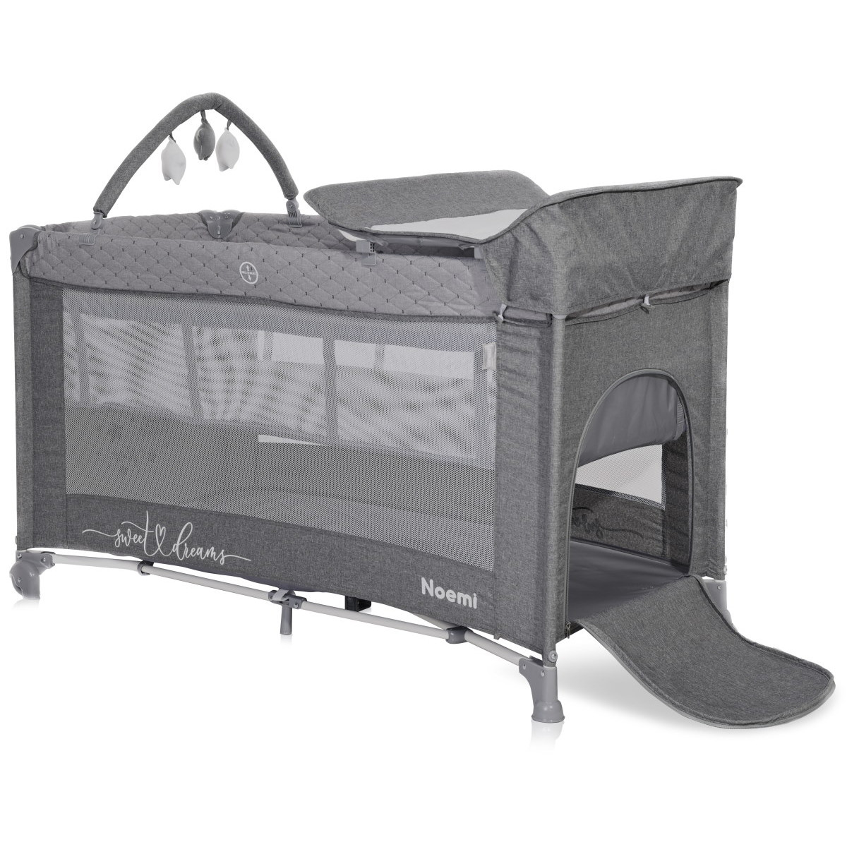 Lorelli Noemi Plus Cool Grey Star Campingbed Met Bodemverhoger