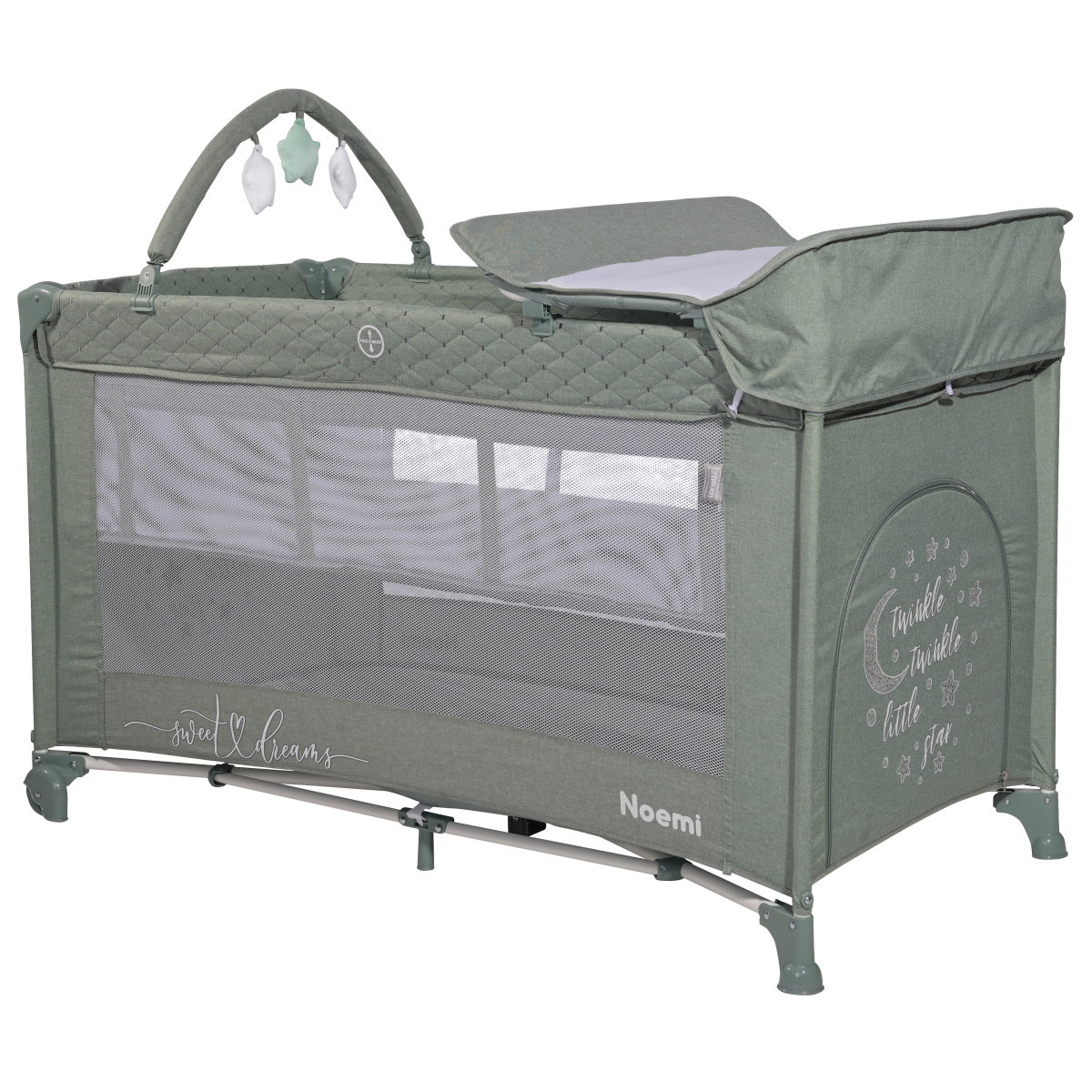 Lorelli Noemi Plus Iceberg Green Star Campingbed Met Bodemverhoger