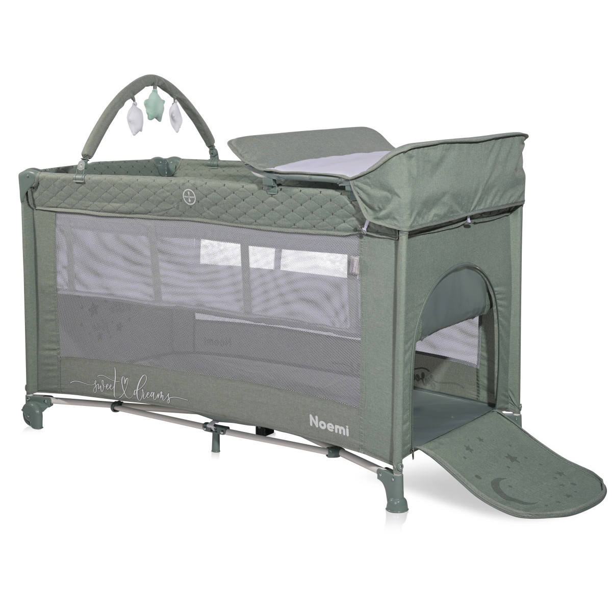 Lorelli Noemi Plus Iceberg Green Star Campingbed Met Bodemverhoger