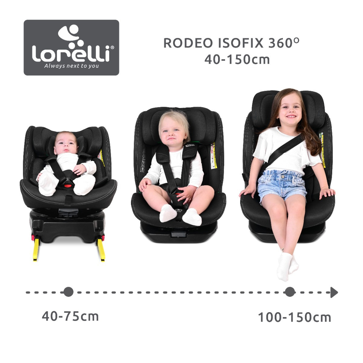 Weekendaanbieding: Lorelli Rodeo Green & Grey 40-150 cm 360° i-Size Autostoel