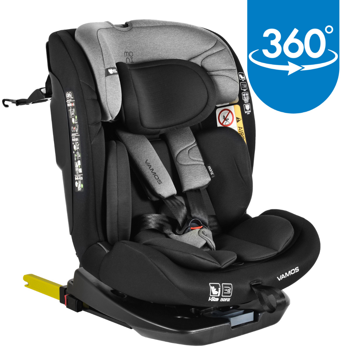 Moni Vamos Stone Gray 40-150 cm 360° i-Size Autostoel