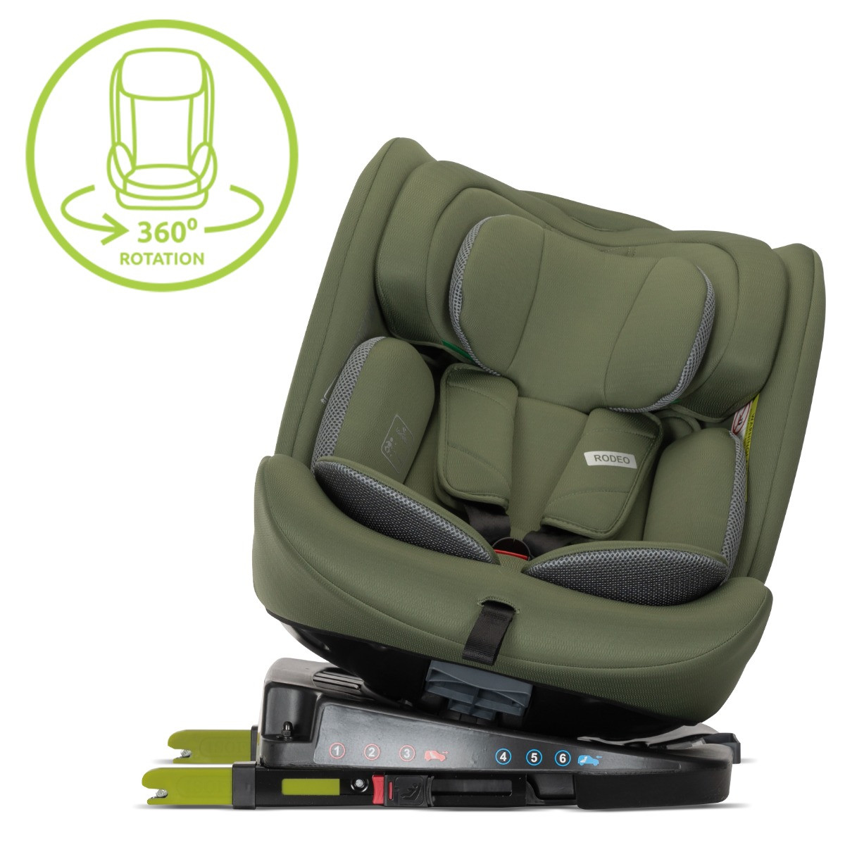 Weekendaanbieding: Lorelli Rodeo Green & Grey 40-150 cm 360° i-Size Autostoel