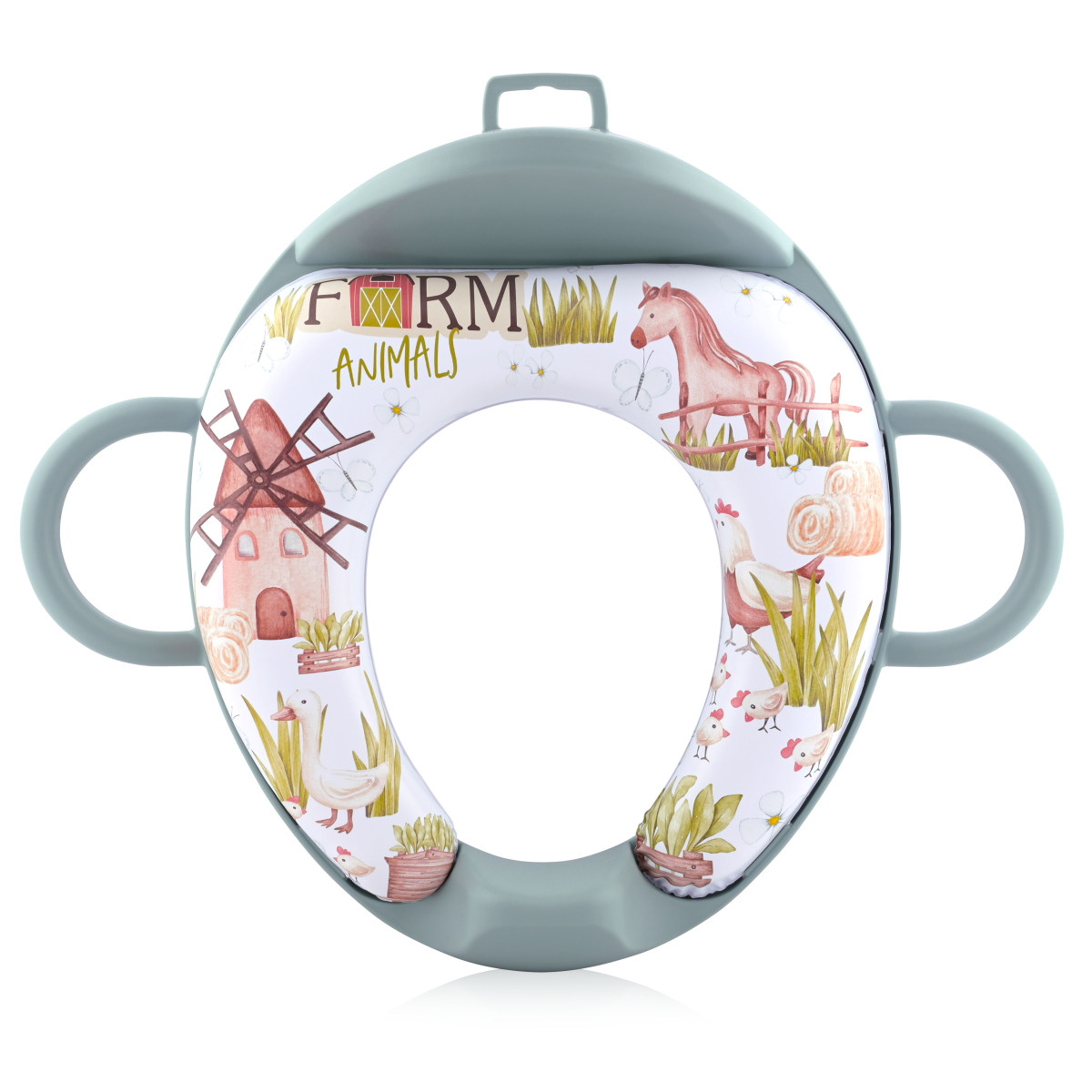 Lorelli Soft Training Seat Green Farm Toiletverkleiner met Rugleuning