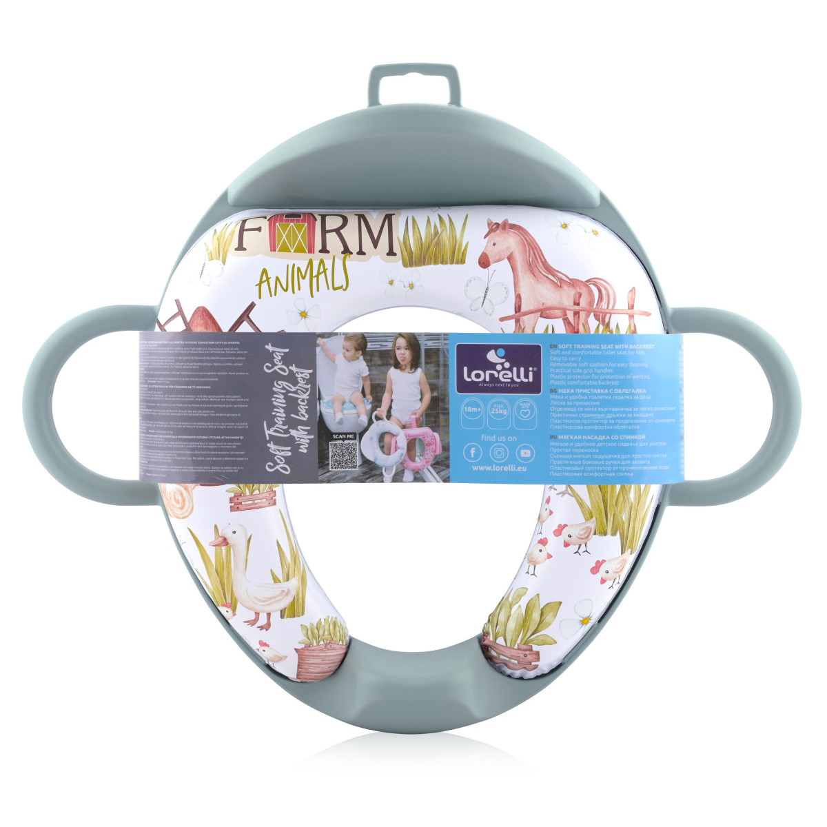 Lorelli Soft Training Seat Green Farm Toiletverkleiner met Rugleuning