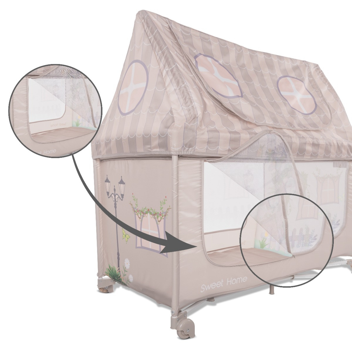 Lorelli Sweet Home Beige Campingbed met Dakje