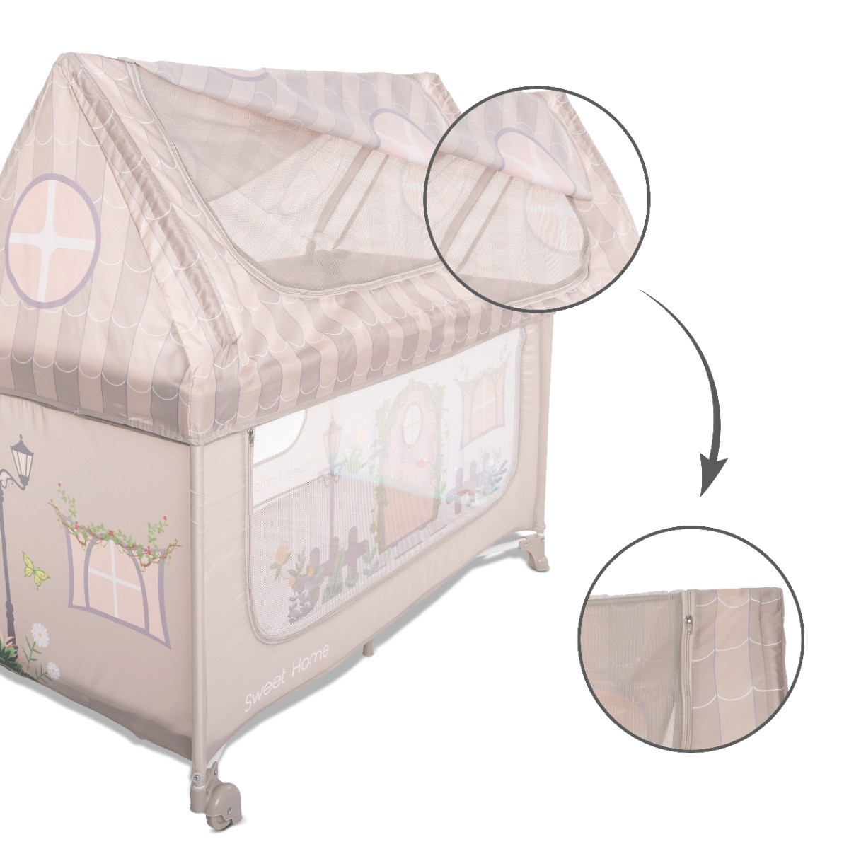 Lorelli Sweet Home Grey Campingbed met Dakje