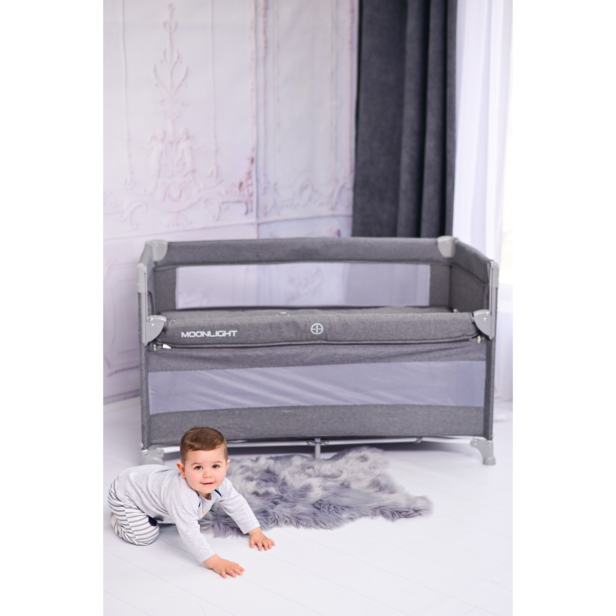 Lorelli Up and Down Fog Beige Flying Friends Campingbedje incl. Bodemverhoger