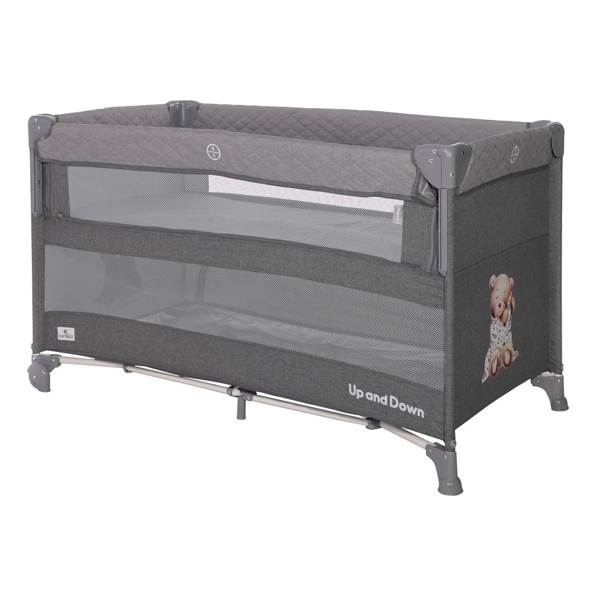 Lorelli Up and Down Cool Grey Bear Campingbedje incl. Bodemverhoger
