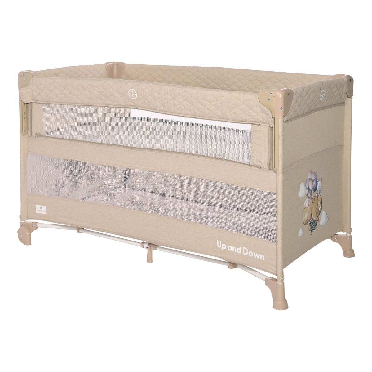 Lorelli Up and Down Fog Beige Flying Friends Campingbedje incl. Bodemverhoger