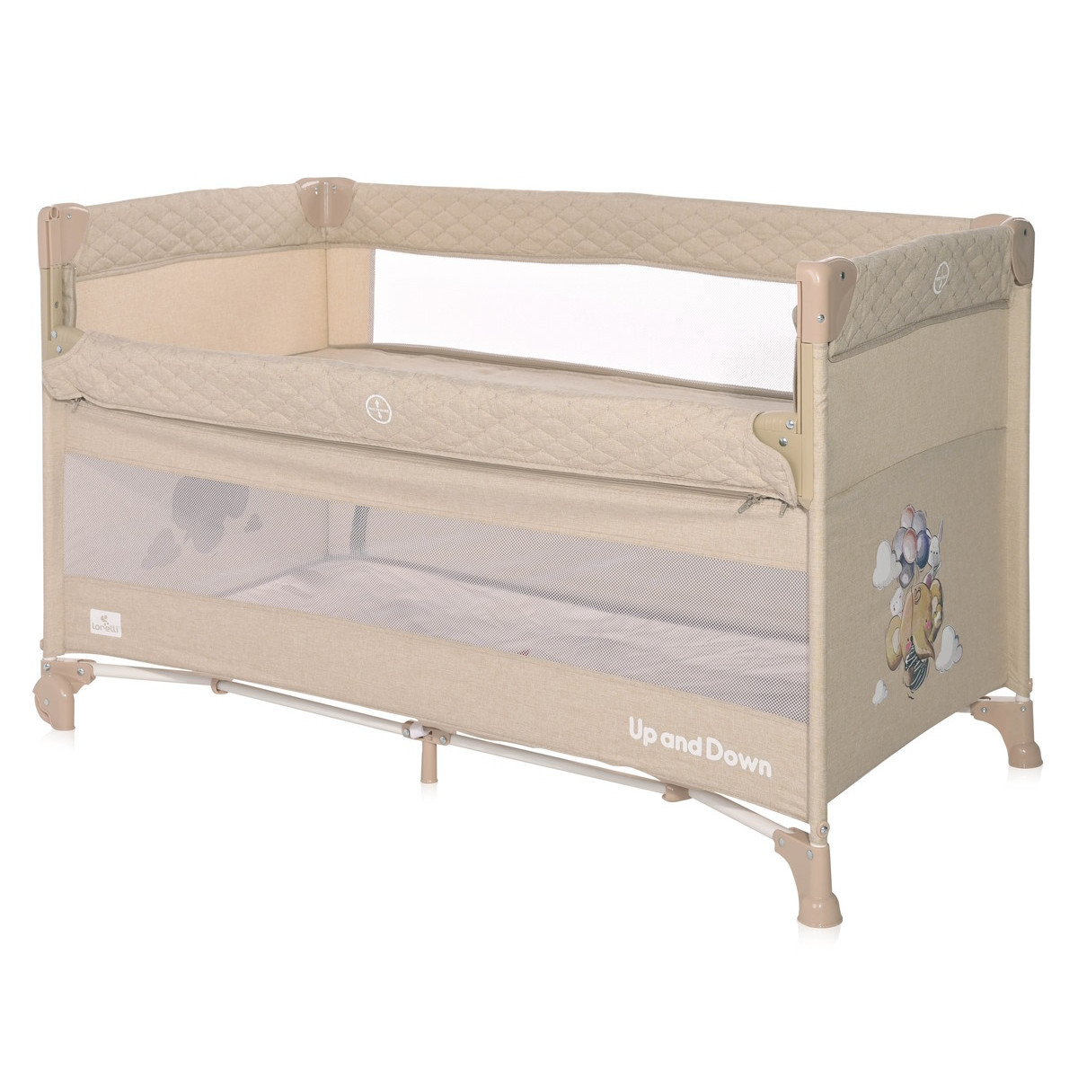 Lorelli Up and Down Fog Beige Flying Friends Campingbedje incl. Bodemverhoger