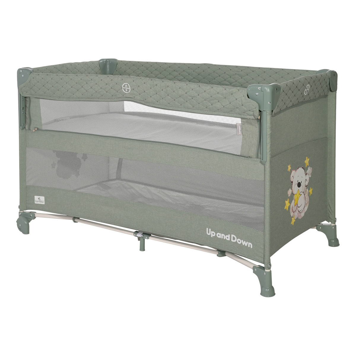 Lorelli Up and Down Iceberg Green Teddy Bear Campingbedje incl. Bodemverhoger