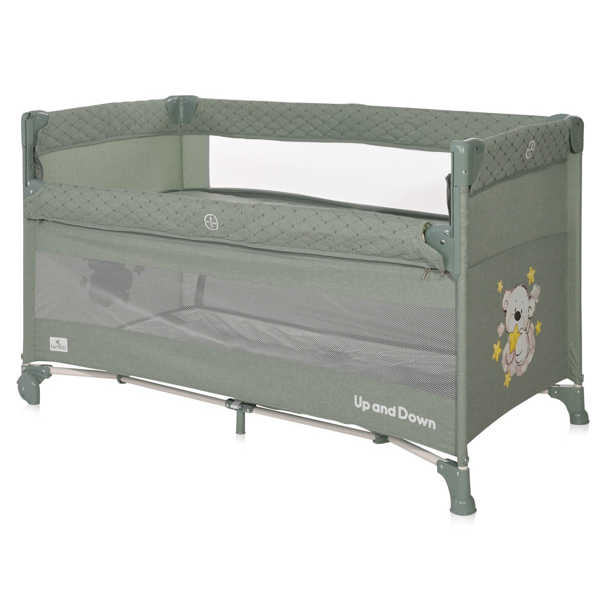 Lorelli Up and Down Iceberg Green Teddy Bear Campingbedje incl. Bodemverhoger