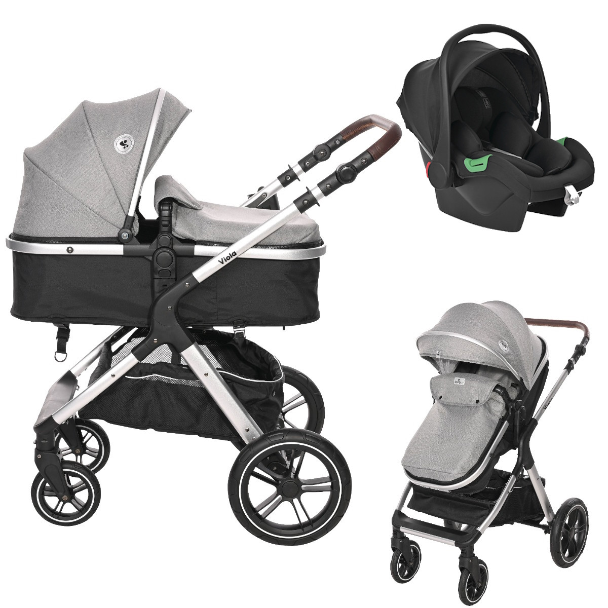 Lorelli Viola Opaline Grey 3 in 1 Combi Kinderwagen incl. Spirit Autostoel MamaLoes