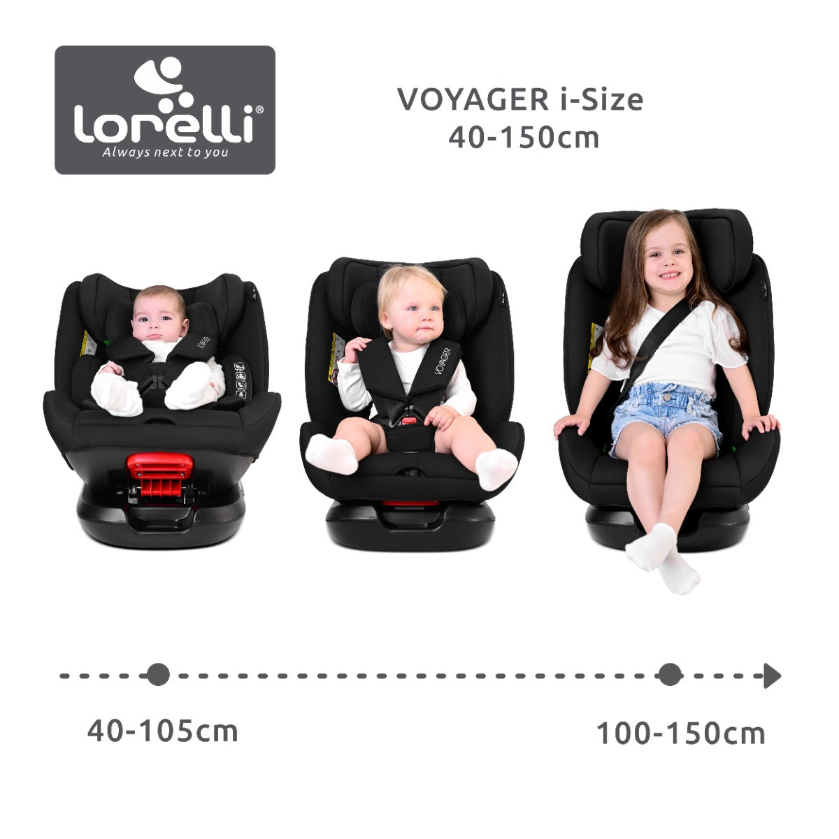 Lorelli Voyager Black 40-150 cm i-Size Autostoel