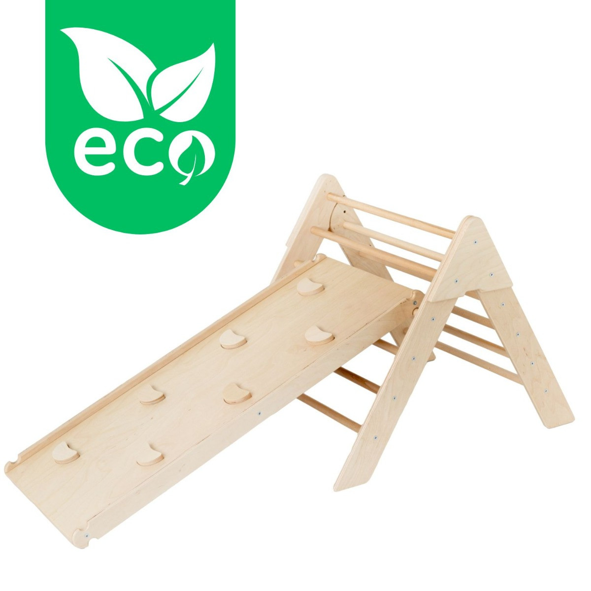 Luna Toys Naturel ECO Houten Klimrek met Glijbaan