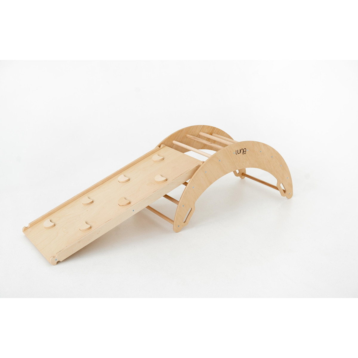 Luna Toys Naturel ECO Houten Klimrek met Glijbaan